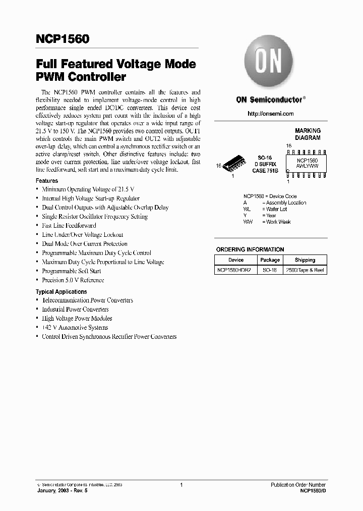 NCP1560_4972240.PDF Datasheet