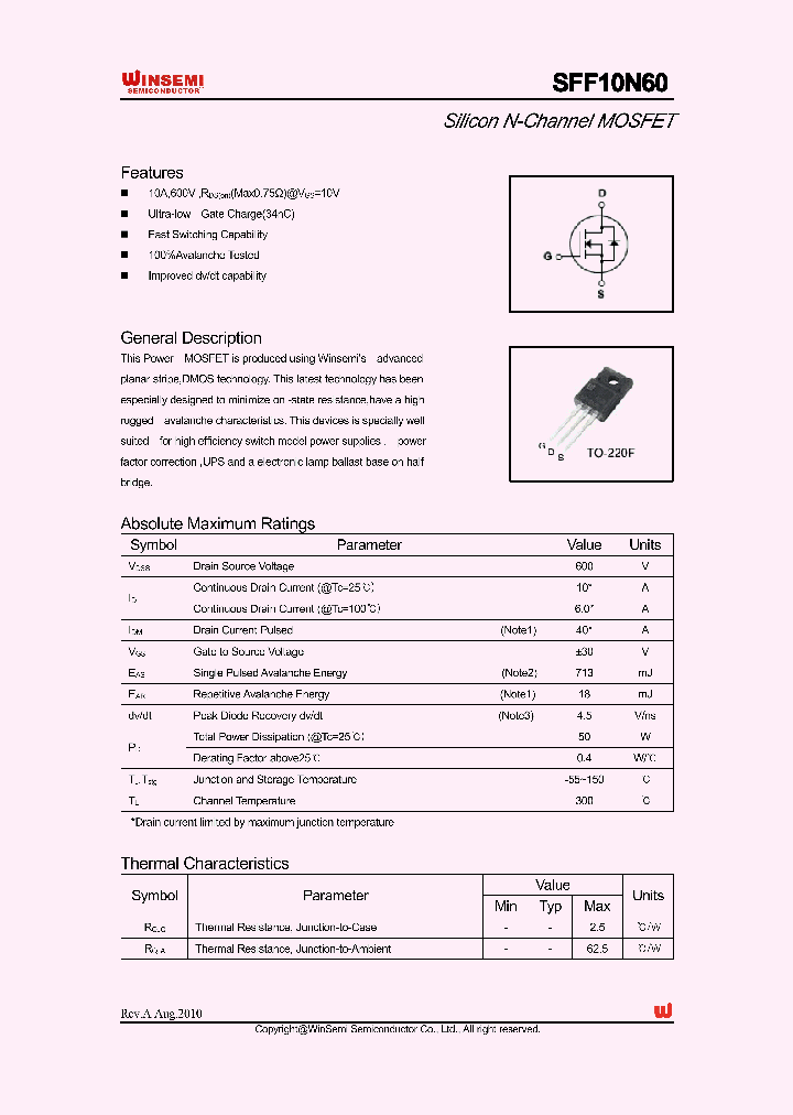 SFF10N60_5008895.PDF Datasheet