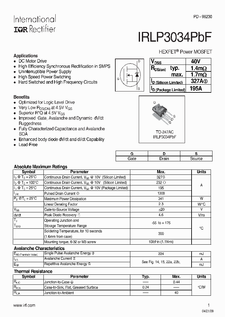 IRLP3034PBF_5020373.PDF Datasheet