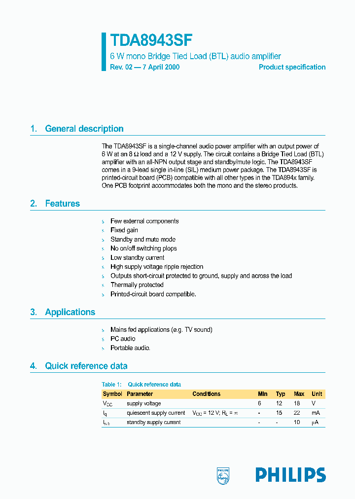 TDA8943SF_54626.PDF Datasheet