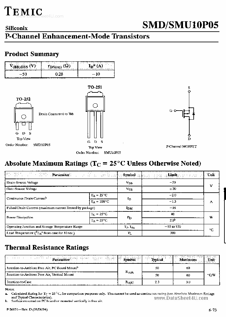 SMU10P05_41035.PDF Datasheet