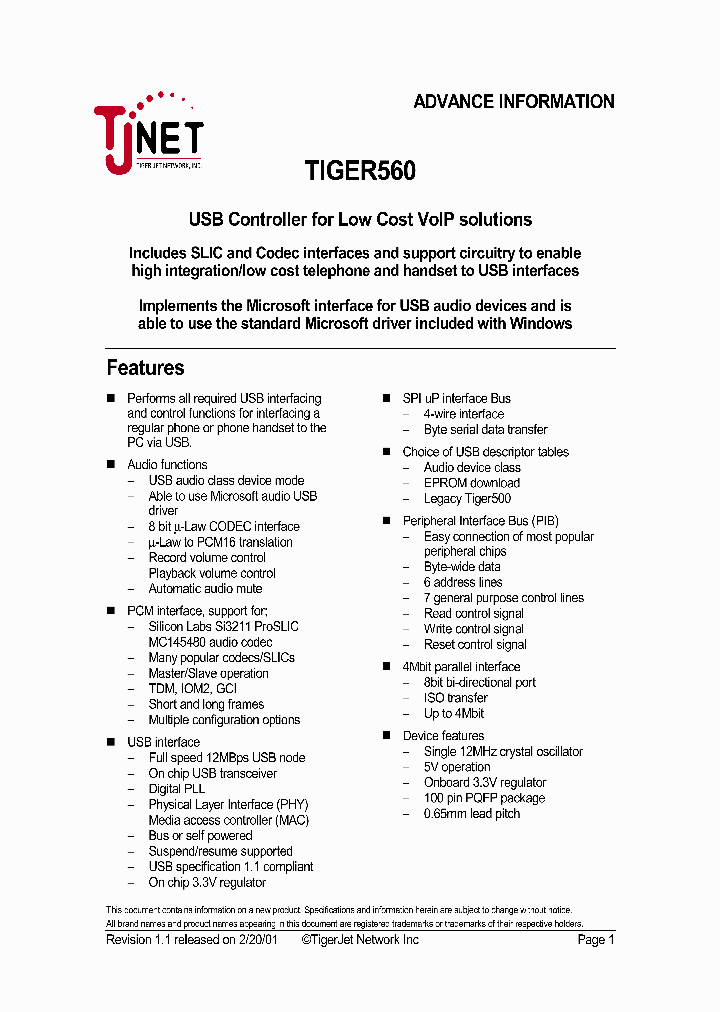 TIGER560_91936.PDF Datasheet