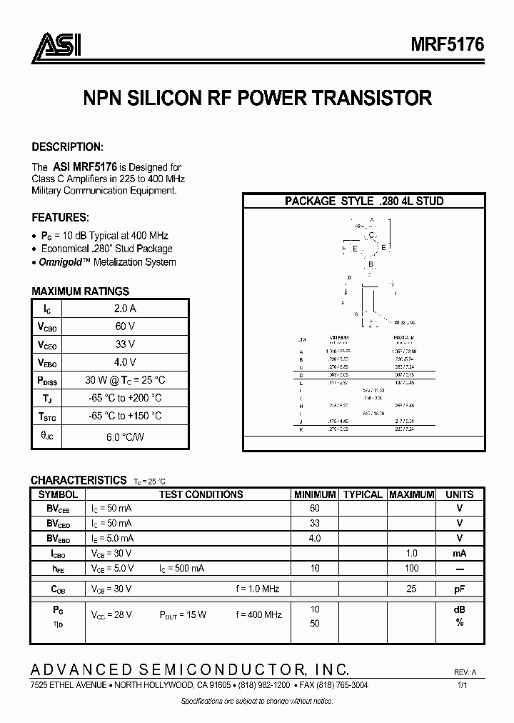 MRF5176_95758.PDF Datasheet