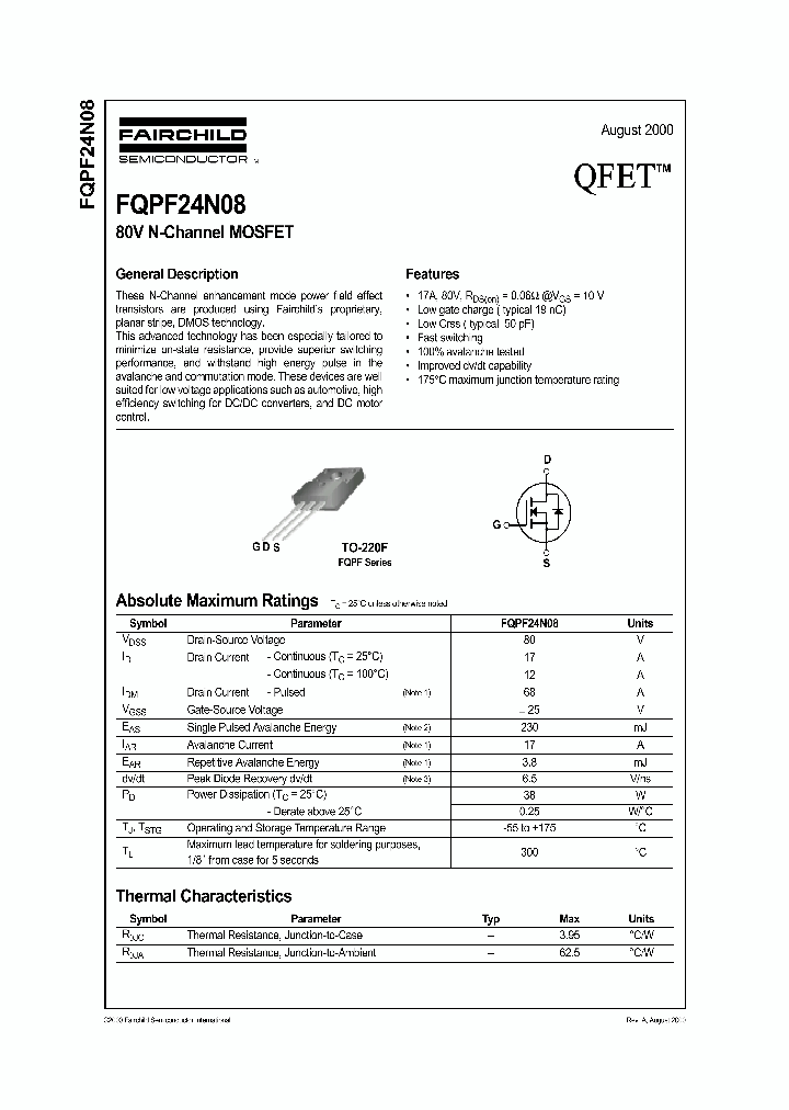 FQPF24N08_106582.PDF Datasheet