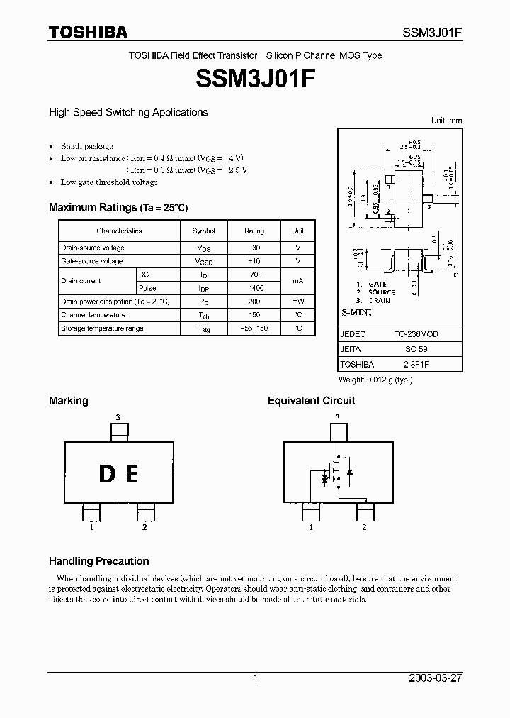 SSM3J01F_115711.PDF Datasheet