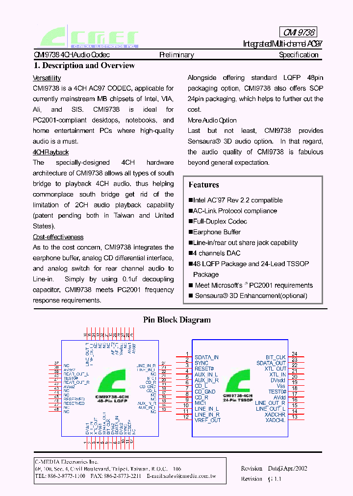 CMI9738_128182.PDF Datasheet