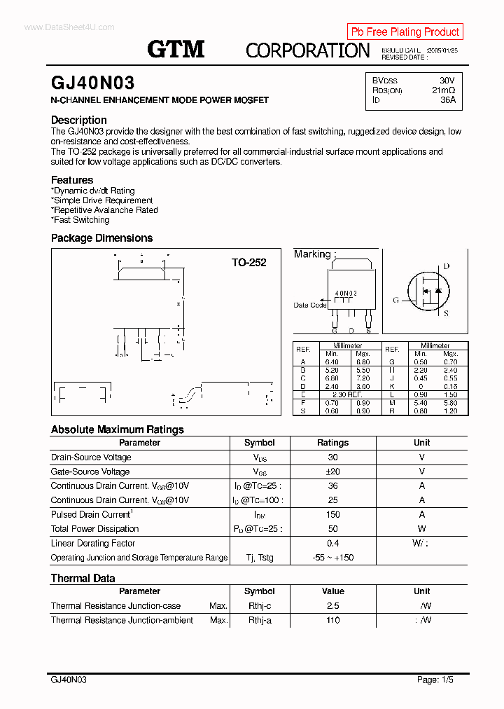 GJ40N03_136147.PDF Datasheet