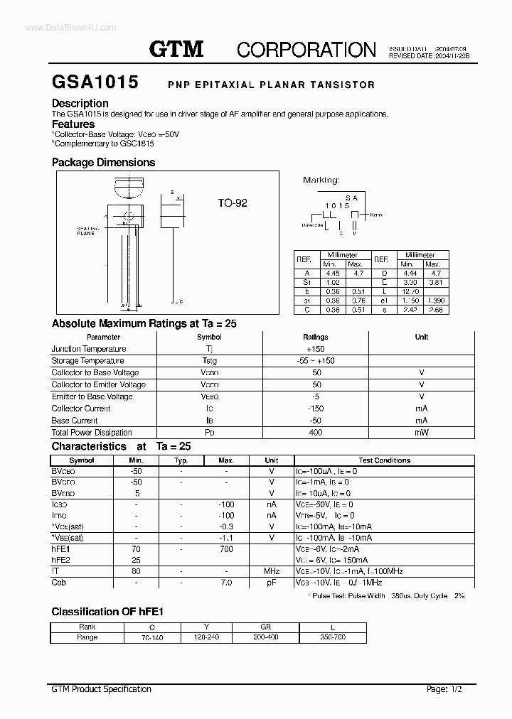 GSA1015_137238.PDF Datasheet