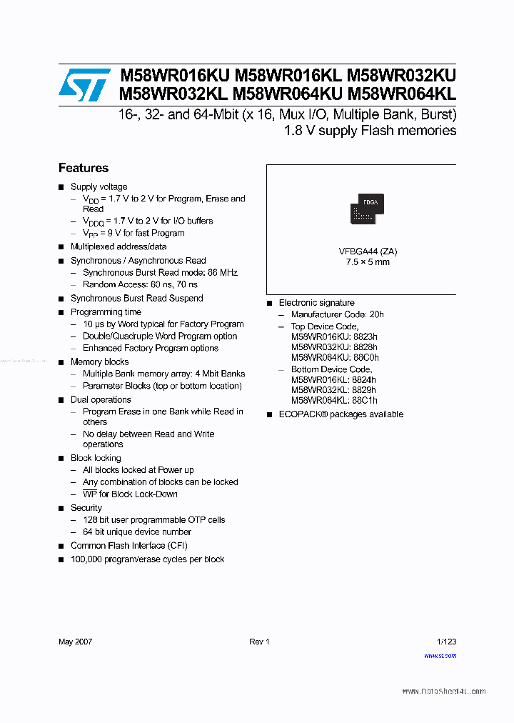 M58WR064KL_145864.PDF Datasheet