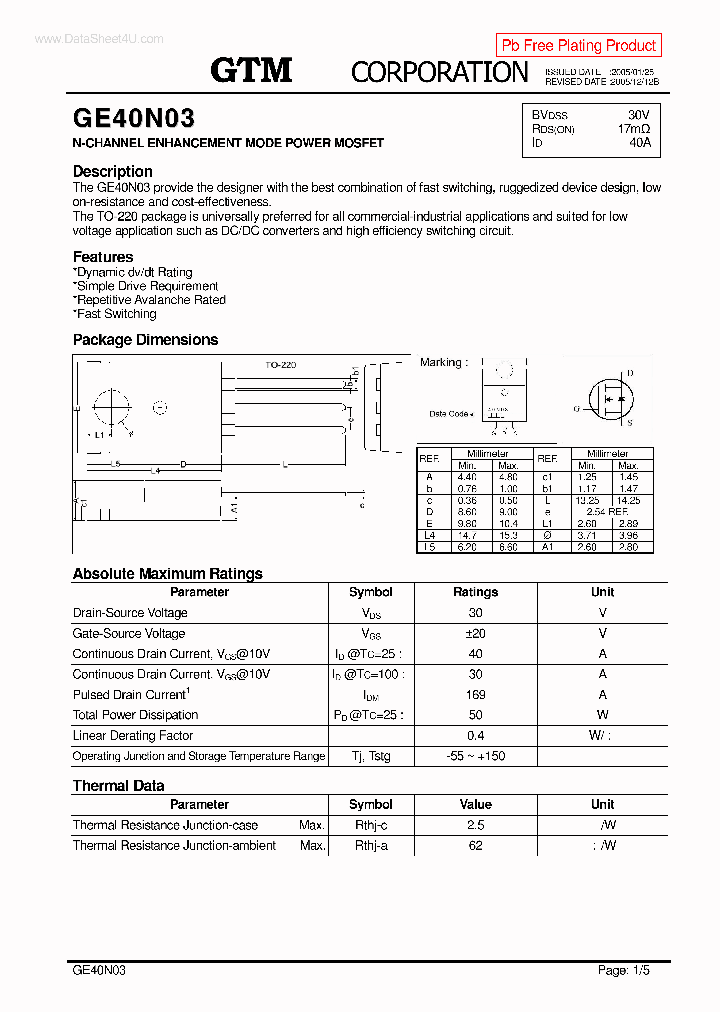 GE40N03_164754.PDF Datasheet