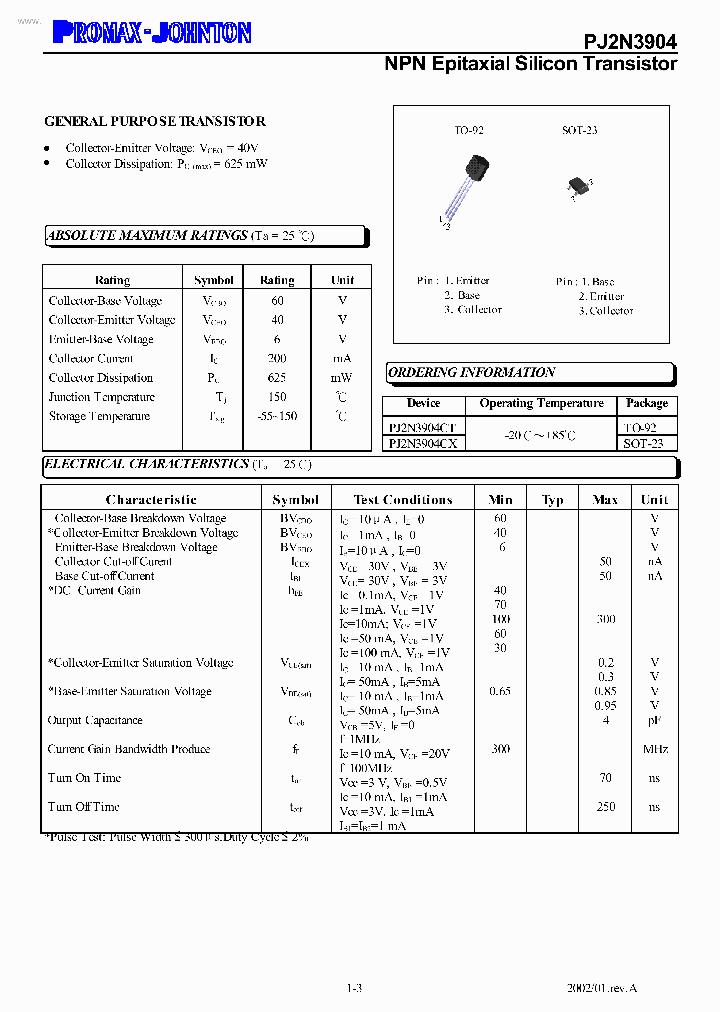 PJ2N3904_177154.PDF Datasheet