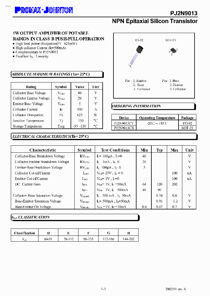 PJ2N9013_177157.PDF Datasheet