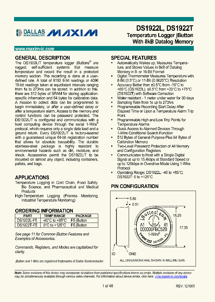 DS1922L-F5_336661.PDF Datasheet