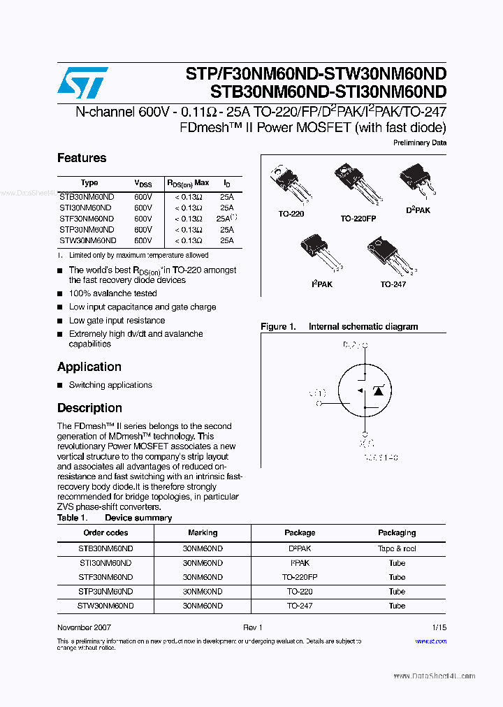 STI30NM60ND_217890.PDF Datasheet