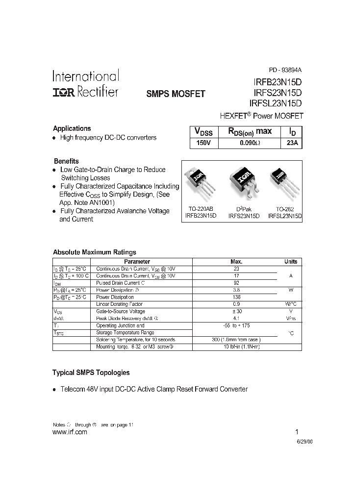 IRFB23N15_271334.PDF Datasheet