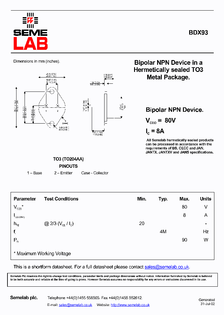 BDX93_371087.PDF Datasheet