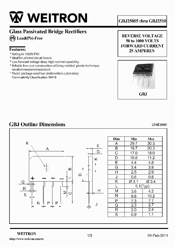 GBJ2510_860461.PDF Datasheet