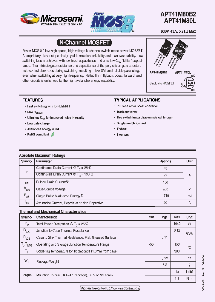 APT41M80B209_883607.PDF Datasheet