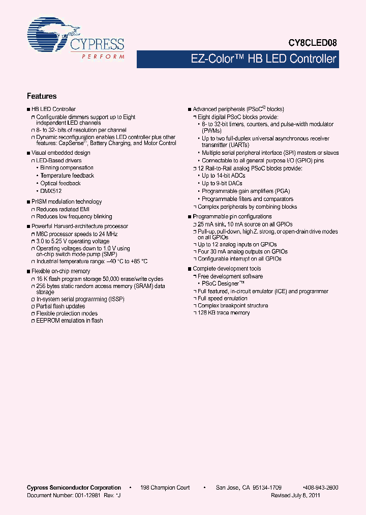 CY8CLED02_887642.PDF Datasheet