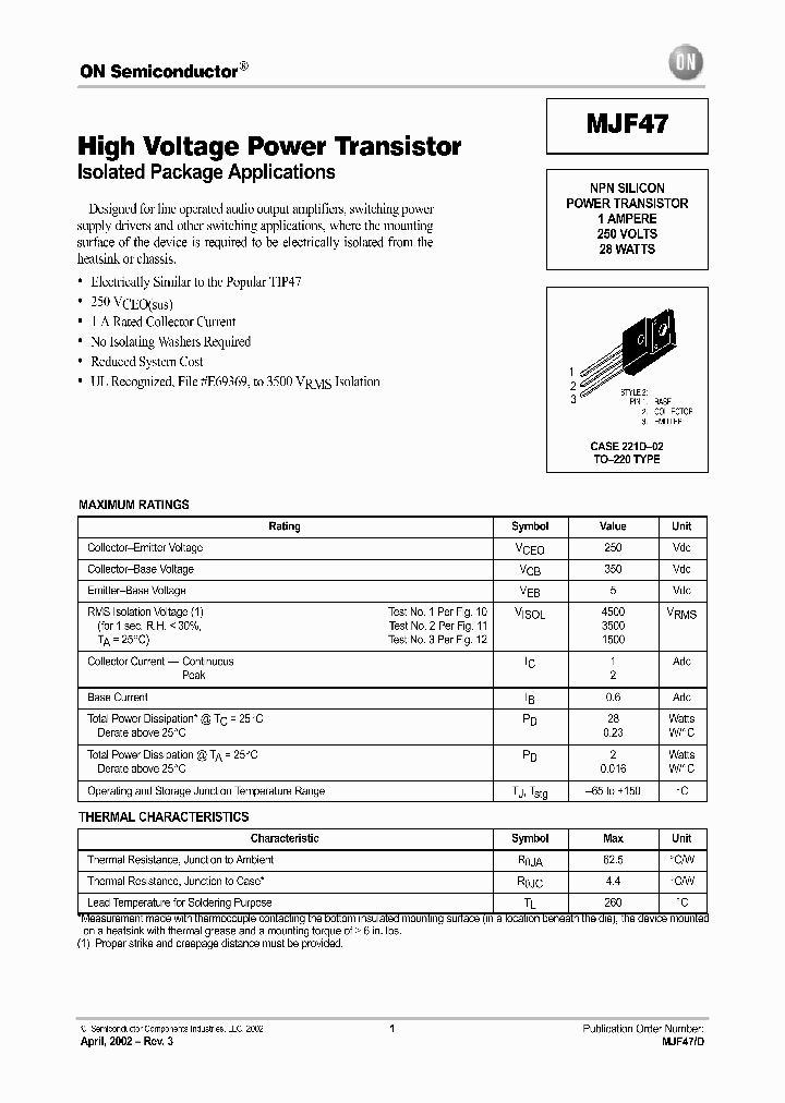 MJF47-D_598356.PDF Datasheet