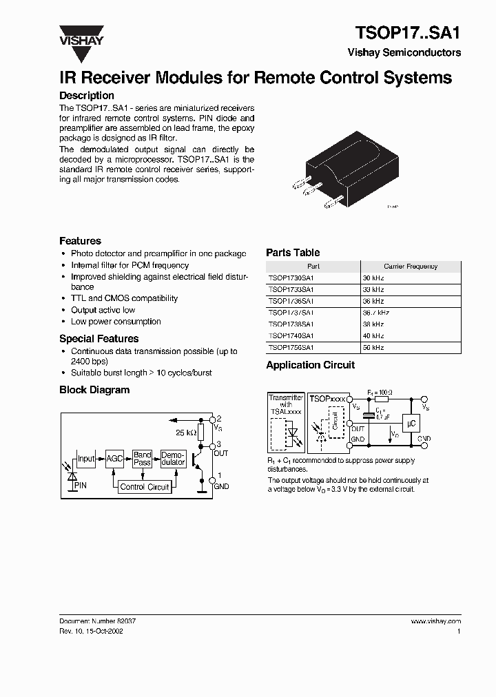 TSOP17SA1_621196.PDF Datasheet