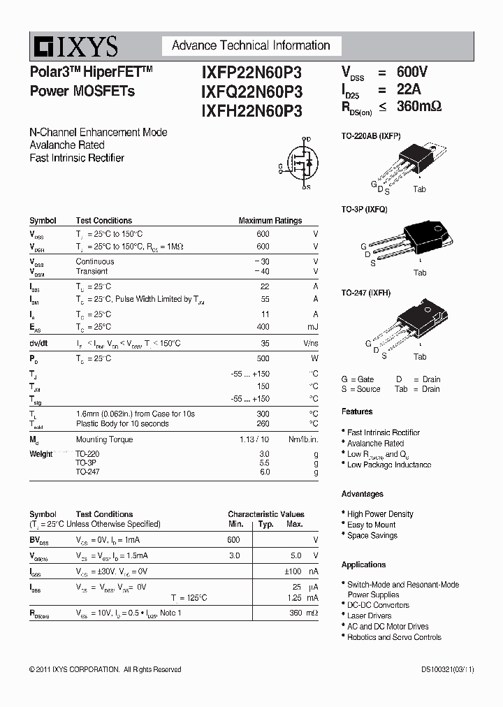 IXFH22N60P3_595727.PDF Datasheet