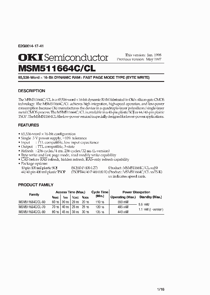 MSM511664CL-80TS-K_658293.PDF Datasheet