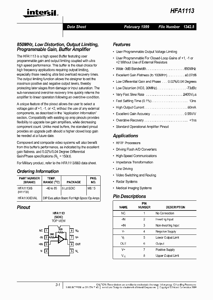 HFA1113_974563.PDF Datasheet