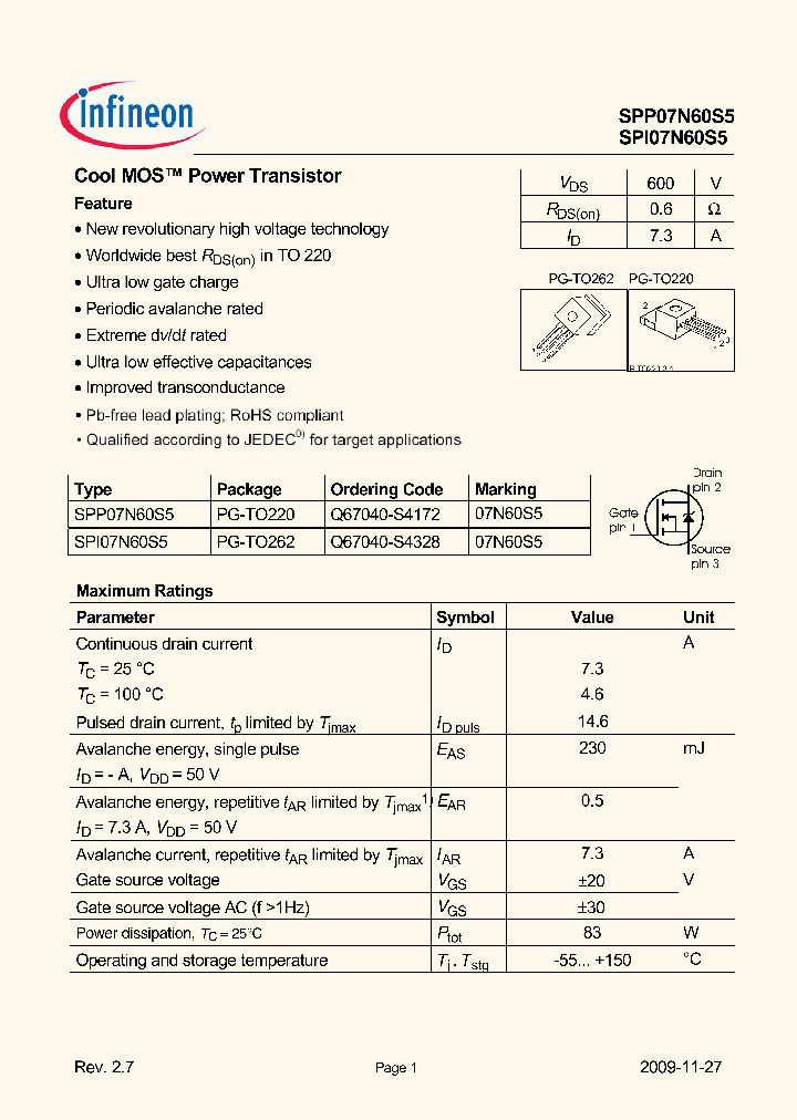 SPI07N60S5_1109463.PDF Datasheet