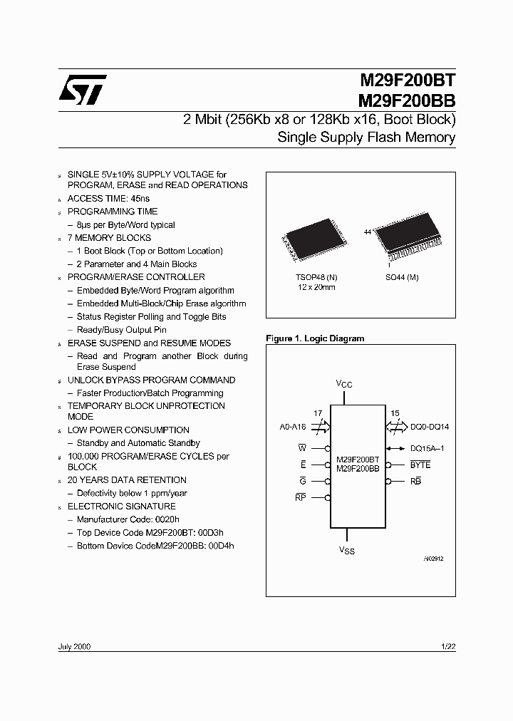 M29F200BT45M1_1295065.PDF Datasheet