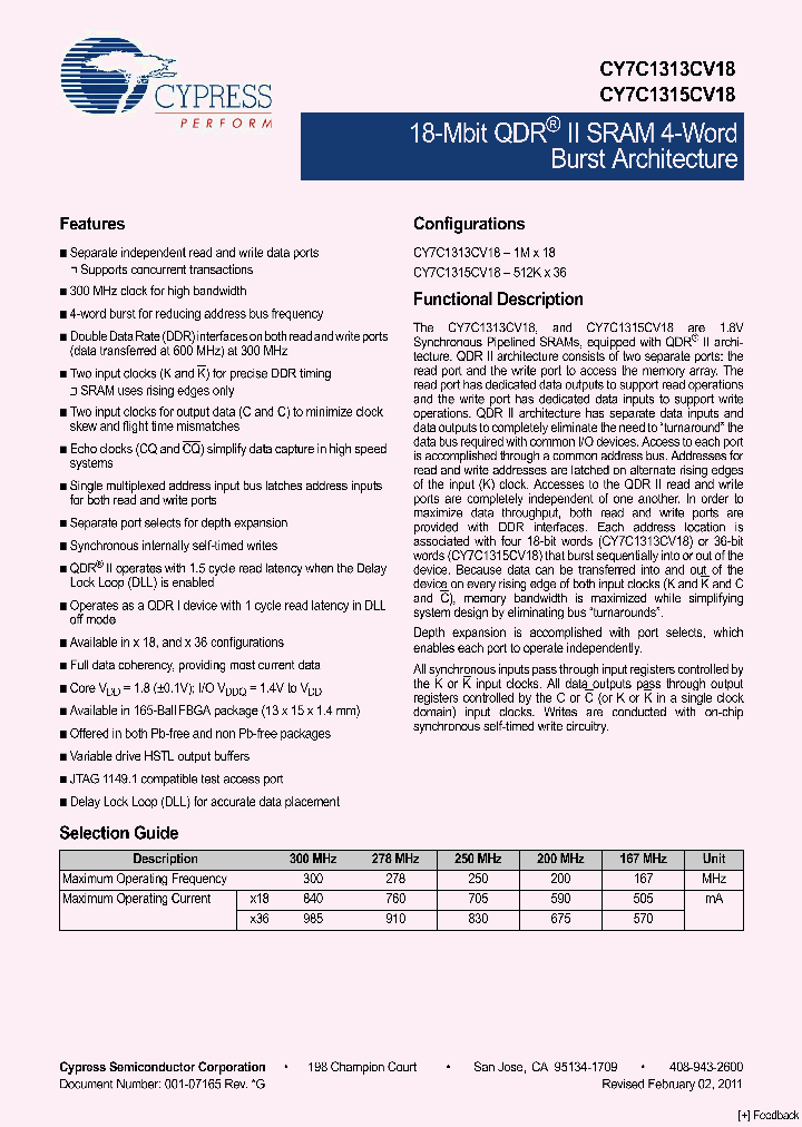 CY7C1313CV18_1294209.PDF Datasheet