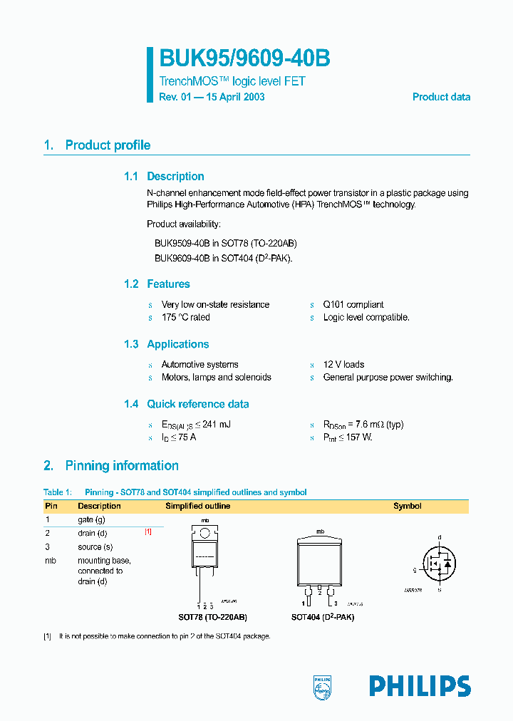 BUK9509-40B_1319495.PDF Datasheet