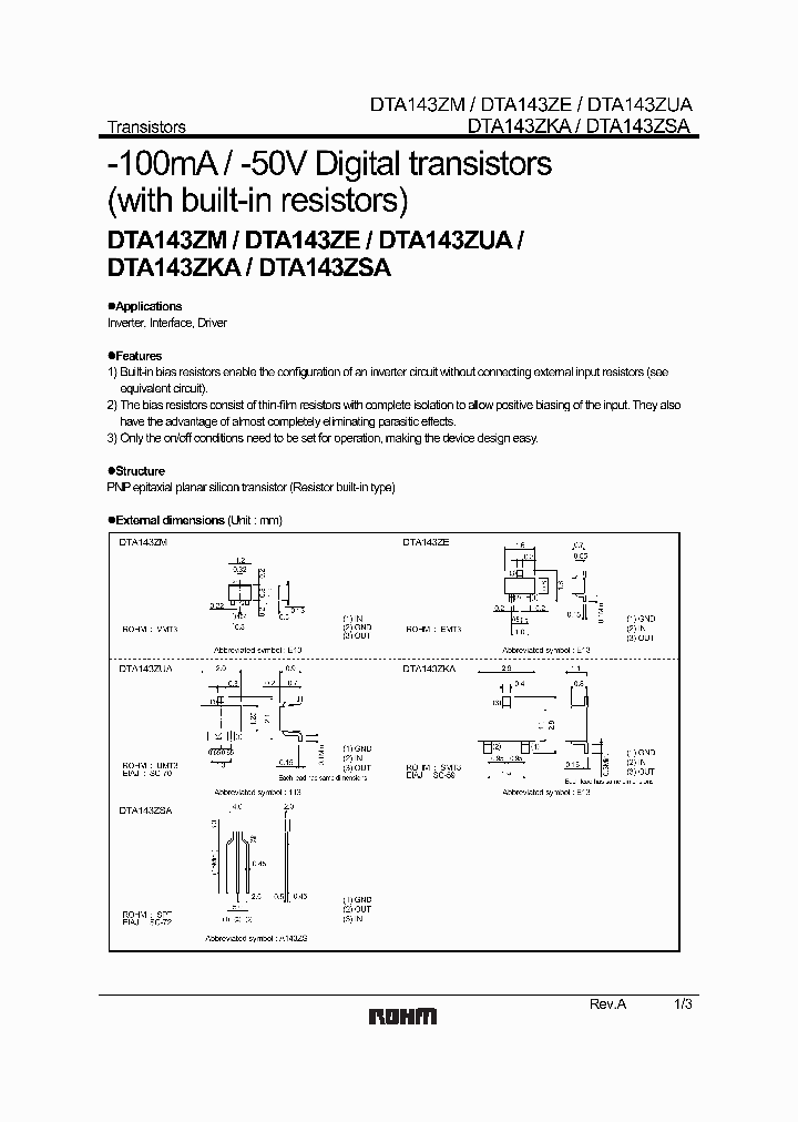 DTA143ZUA_1317657.PDF Datasheet