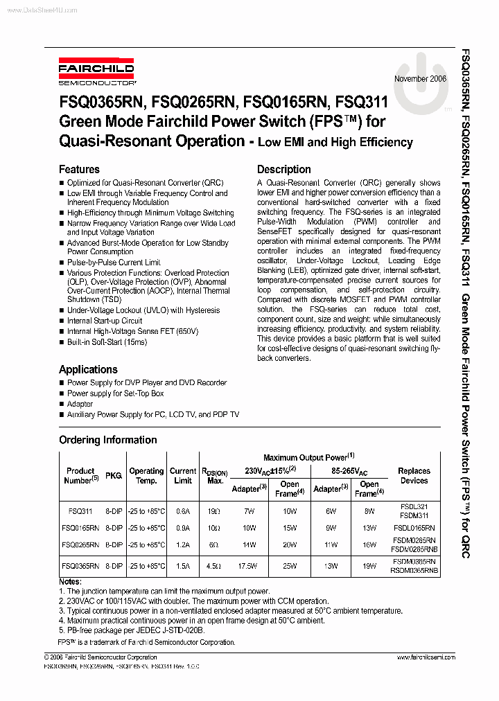 FSQ311_939831.PDF Datasheet