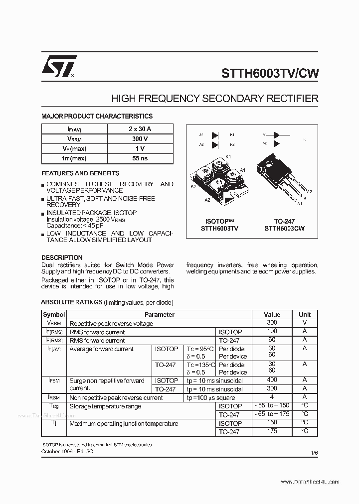 STTH6006TV_1213118.PDF Datasheet