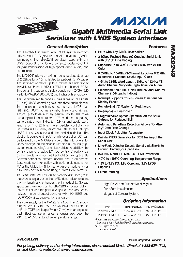 MAX9249GCMV_1392585.PDF Datasheet