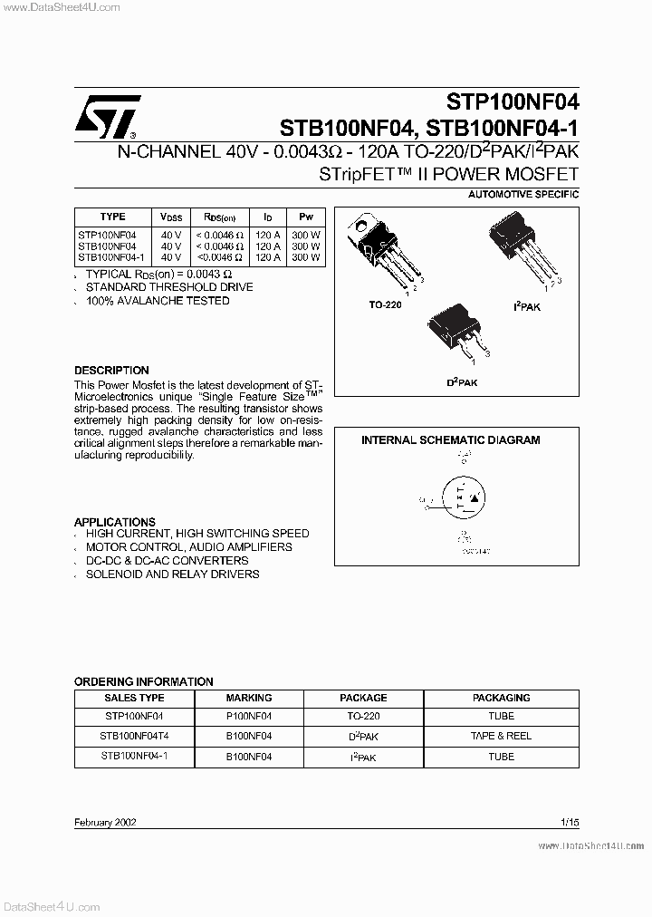 STB100NF04_1253344.PDF Datasheet