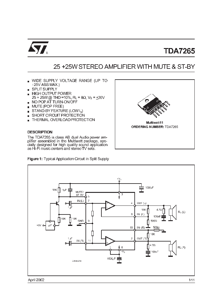 TDA7265_1440306.PDF Datasheet