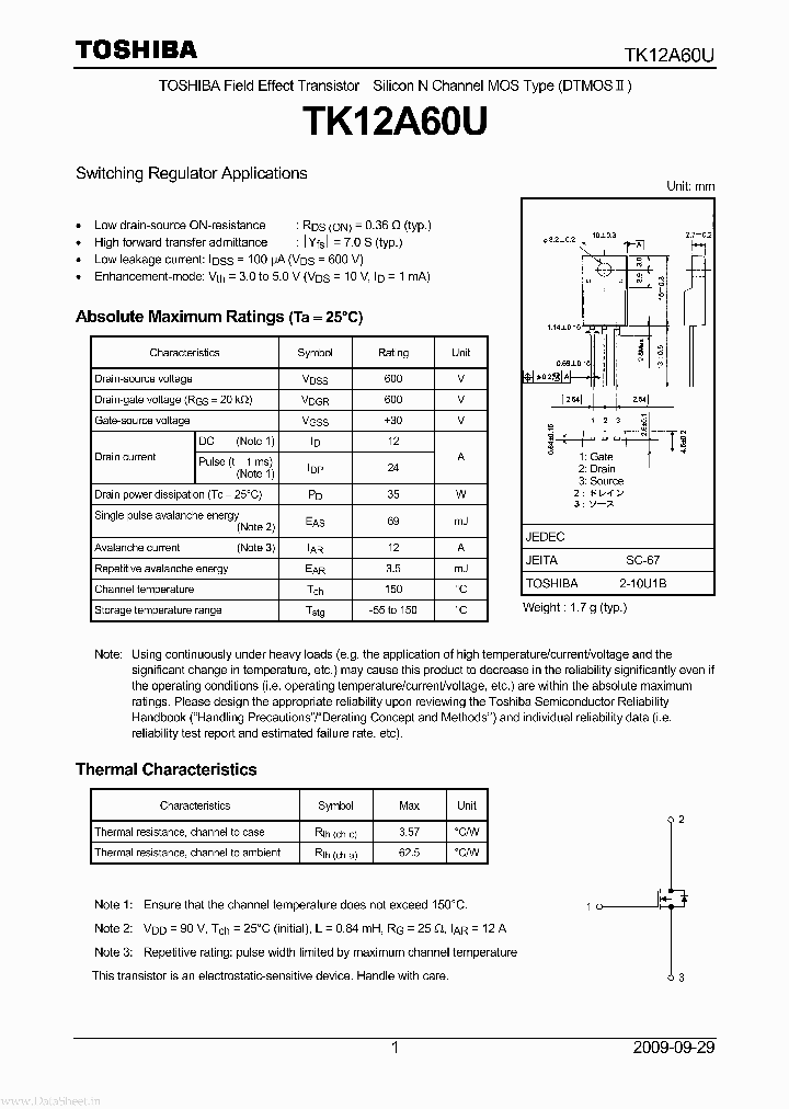 TK12A60U_1413095.PDF Datasheet