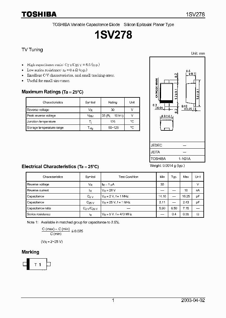 1SV278_1485185.PDF Datasheet