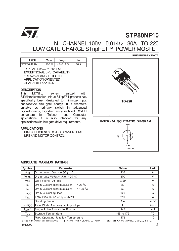 STP80NF10_1520372.PDF Datasheet