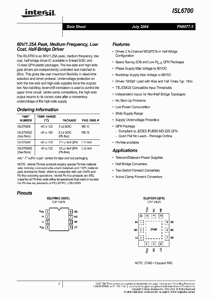 ISL6700_1531160.PDF Datasheet