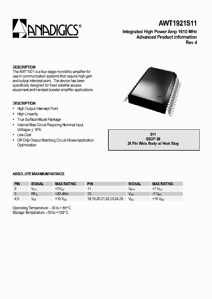 AWT1921S11_1570447.PDF Datasheet