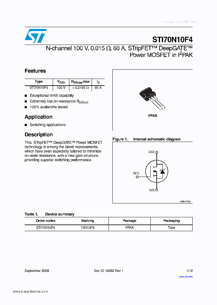 STI70N10F4_1564815.PDF Datasheet