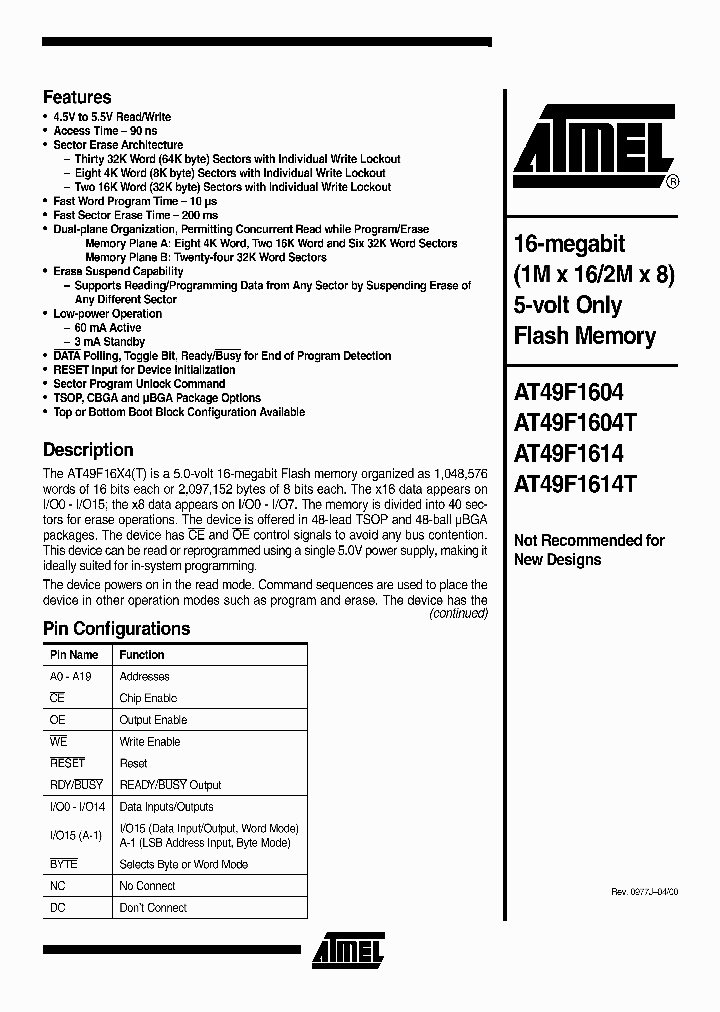 AT49F1604_889324.PDF Datasheet