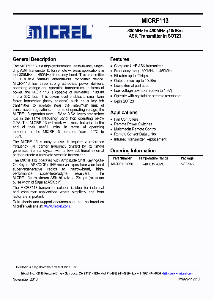 MICRF113YM6_1590604.PDF Datasheet