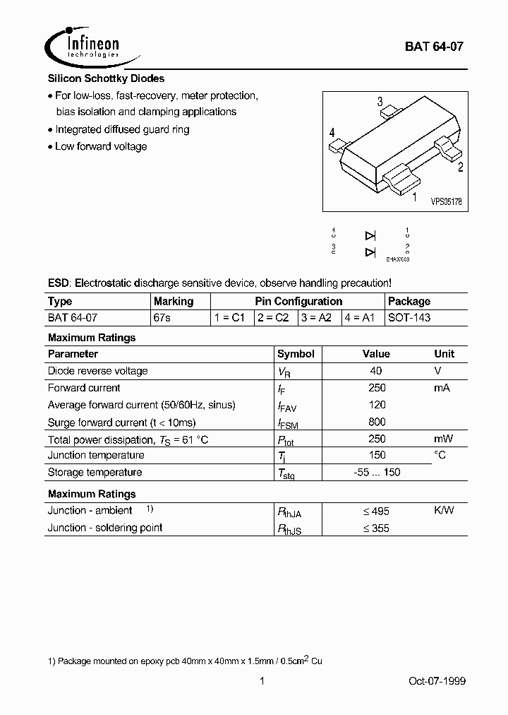 BAT64-07E6327_1656001.PDF Datasheet