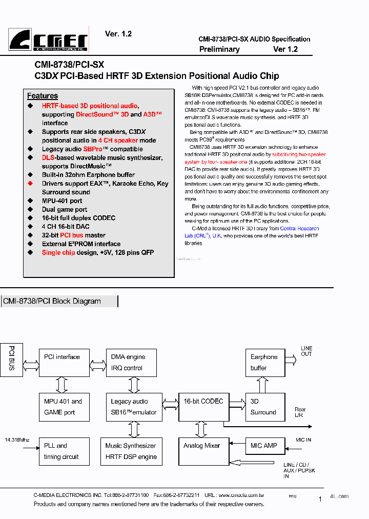 CMI-8738PCI-SX_1793139.PDF Datasheet
