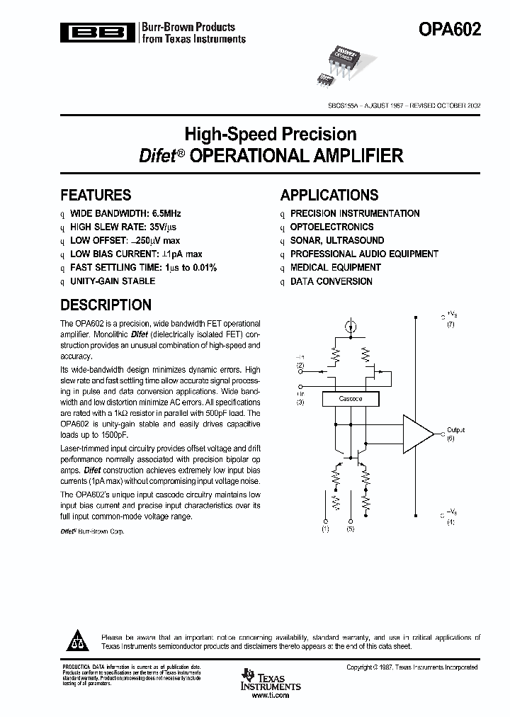 OPA602AU2K5_1610211.PDF Datasheet