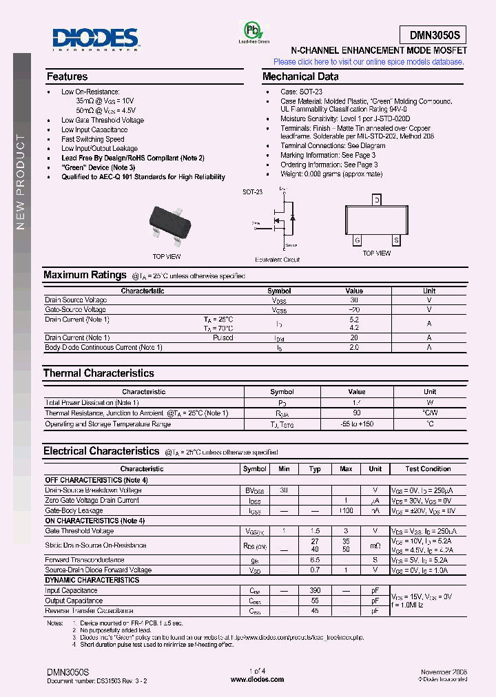 DMN3050S-7_1622275.PDF Datasheet